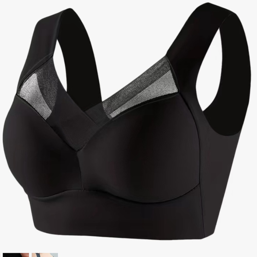 Contrast Mesh Wireless Black Breathable and Comfortable Bra NWOT